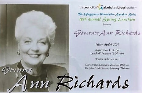 Ann Richards-Council on Recovery Spring 2001